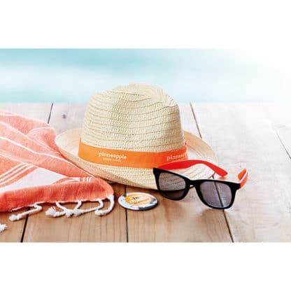 Straw Hat with Printed Ribbon - Image 4