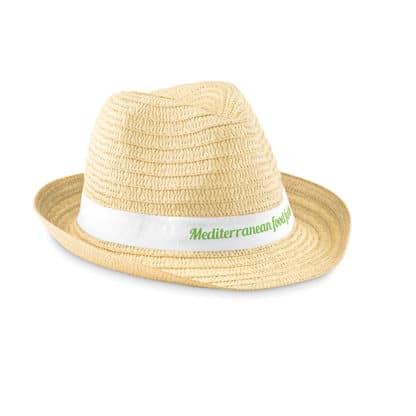 Straw Hat with Printed Ribbon - Image 5