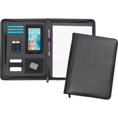 Goudhurst A4 Zipped Leather Tabletfolio - Image 2