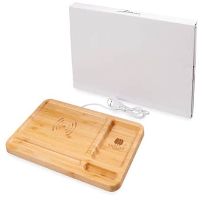 Frame Bamboo Wireless Charging Desk Organiser