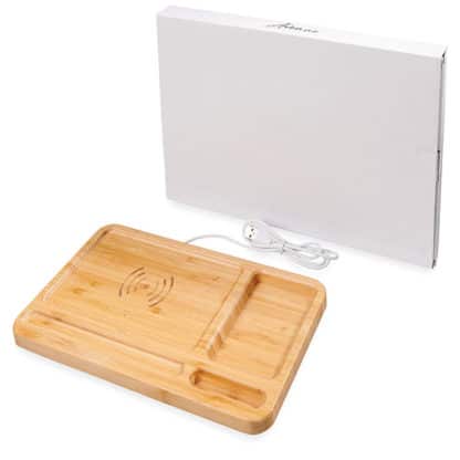 Frame Bamboo Wireless Charging Desk Organiser - Image 2