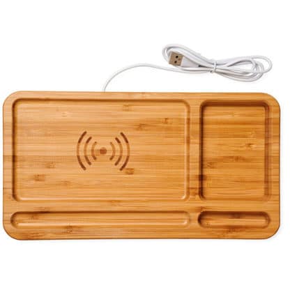 Frame Bamboo Wireless Charging Desk Organiser - Image 5
