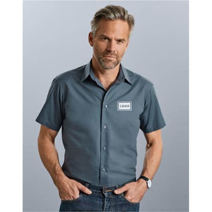 Russell Collection Mens Short Sleeve Poplin