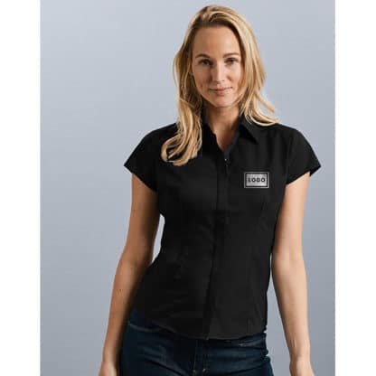 Russell Collection Ladies Short Sleeve Poplin