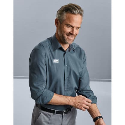 Russell Collection Mens Long Sleeve Poplin