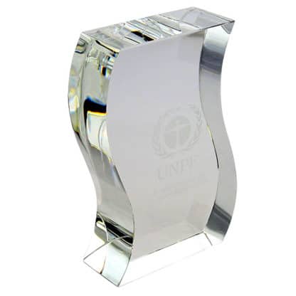 15cm Optical Crystal Freestanding Wave Award