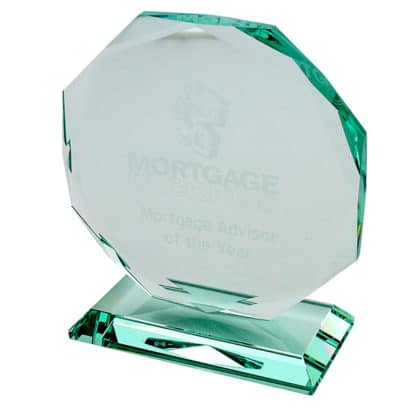 Jade Glass Facetted Octagon Award