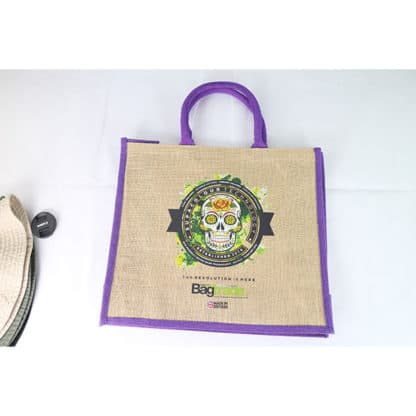 Large Natural Bag with Dyed Gusset - Full Colour