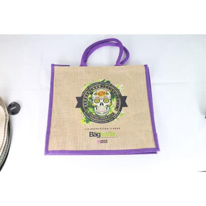 Large Natural Bag with Dyed Gusset - Full Colour - Image 5
