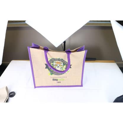 Large Natural Bag with Dyed Gusset - Full Colour - Image 6