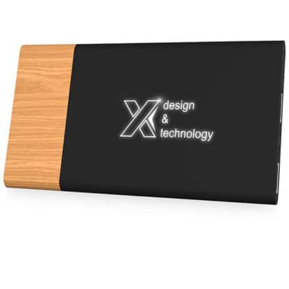SCX Wood Trimmed Soft Touch Light-Up Powerbank - Image 3