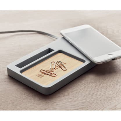 Limestone Cement & Bamboo Wireless Charger - Image 2