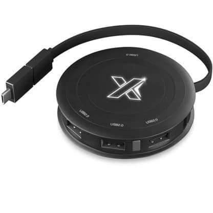 SCX Wireless Charger & USB Hub with Light Up Logo