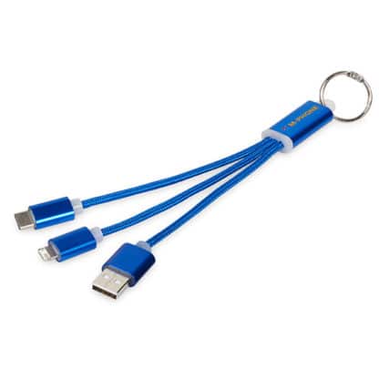 Metal 3 in 1 Charging Cable with Keychain - Image 3