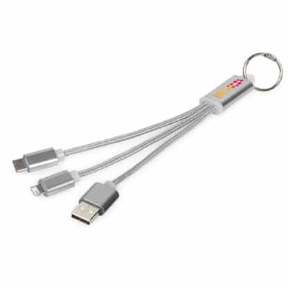 Metal 3 in 1 Charging Cable with Keychain - Image 6